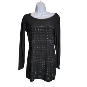 Cache Women's Y2K Vibes Black Studded Tunic‎ Top Size S Disco Going Out Vamp